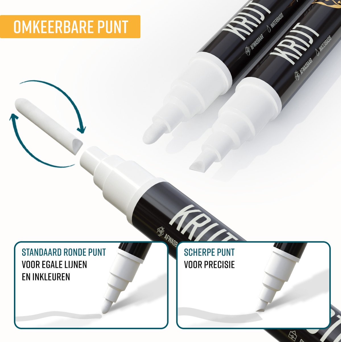 NAPI Krijtstiften – Wit – Set van 6 Stuks + 40 Stickers