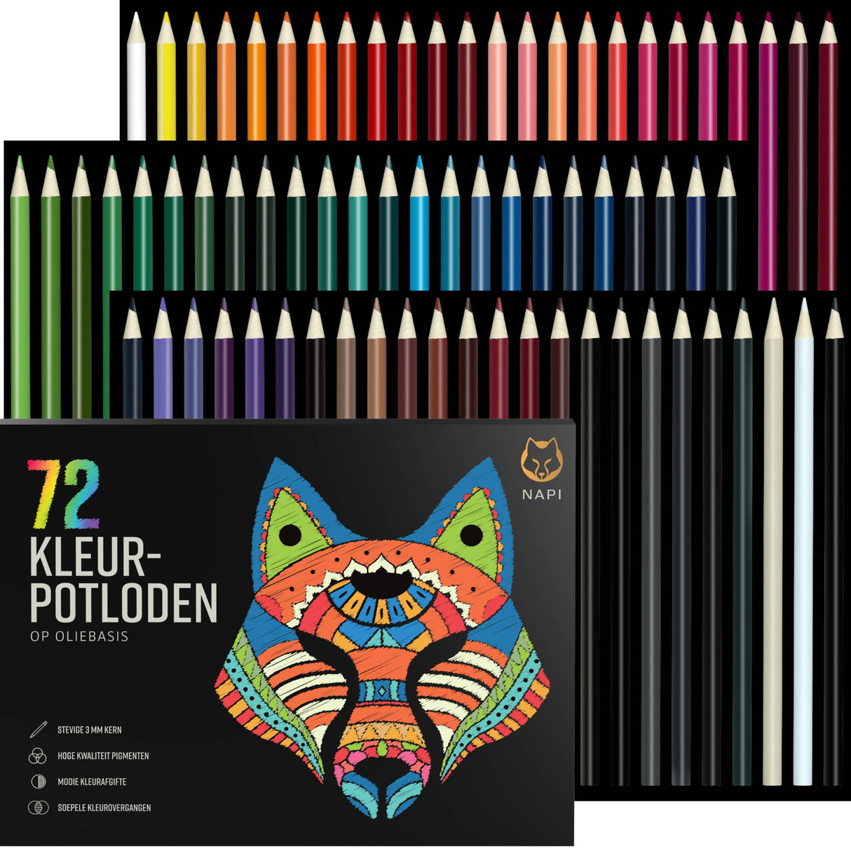 NAPI 72 Professionele Kleurpotloden op oliebasis - Complete set voor blending en kleurovergangen