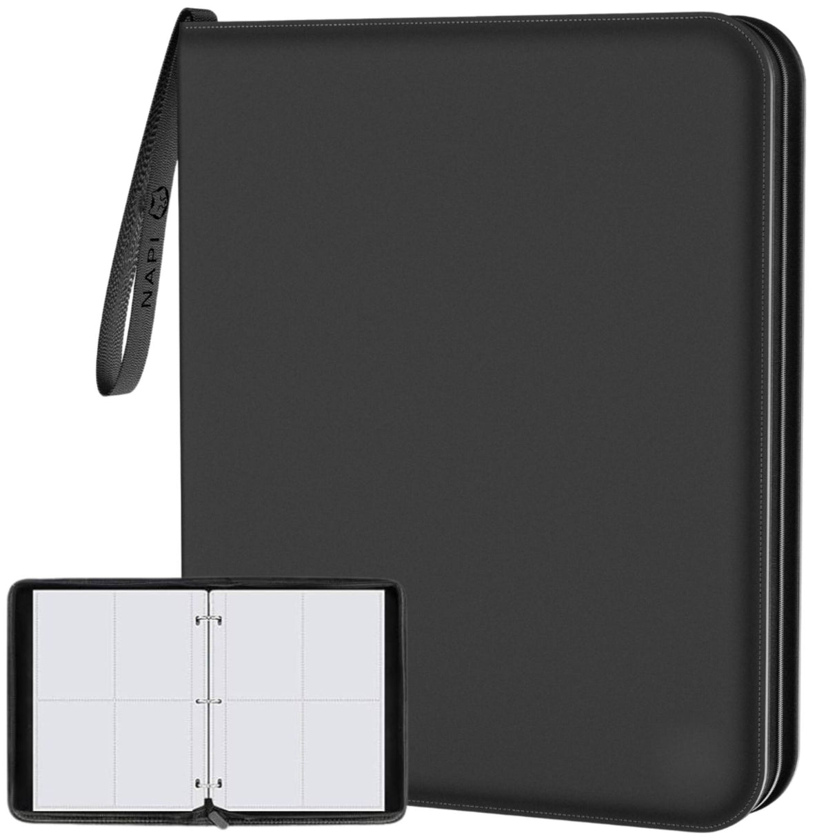 NAPI Verzamelmap voor 400 kaarten - Zwart - Luxe Kunstleer - 4-Pocket Binder