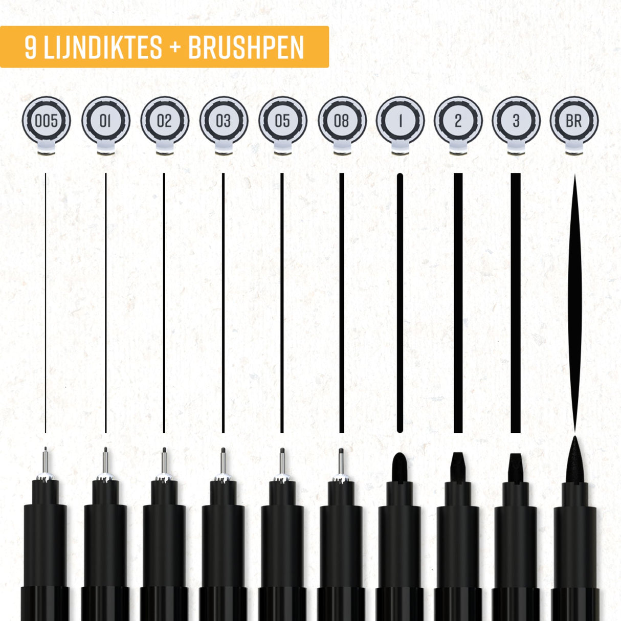 NAPI Fineliners - Zwart - Set van 10