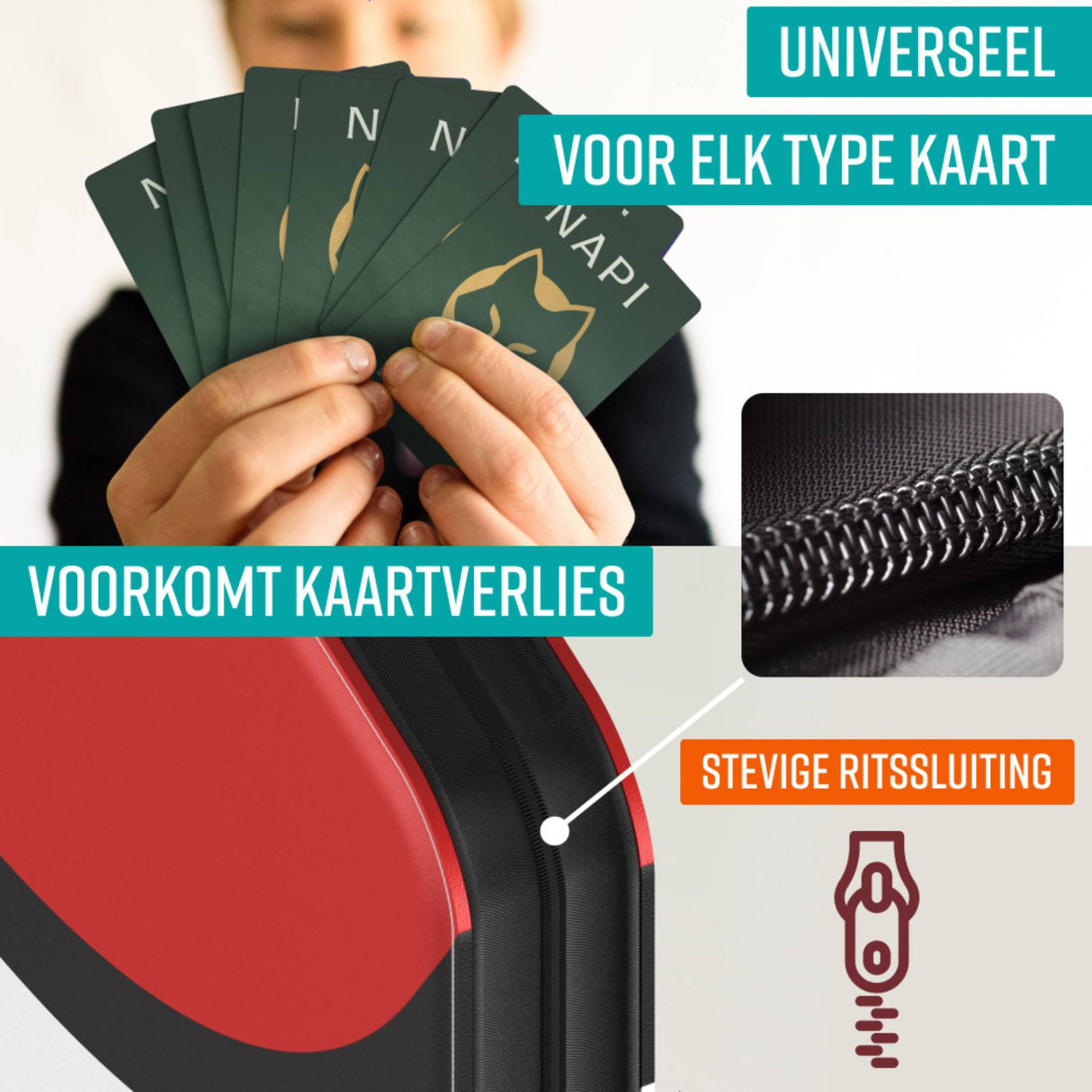 NAPI Verzamelmap voor 400 Kaarten - 4 Pocket - Rood/Wit