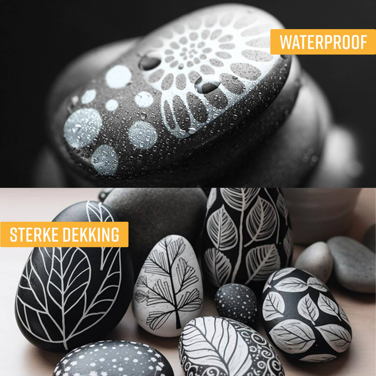 NAPI Acrylstiften - Dual Tip - Set van 6 Zwart & Wit