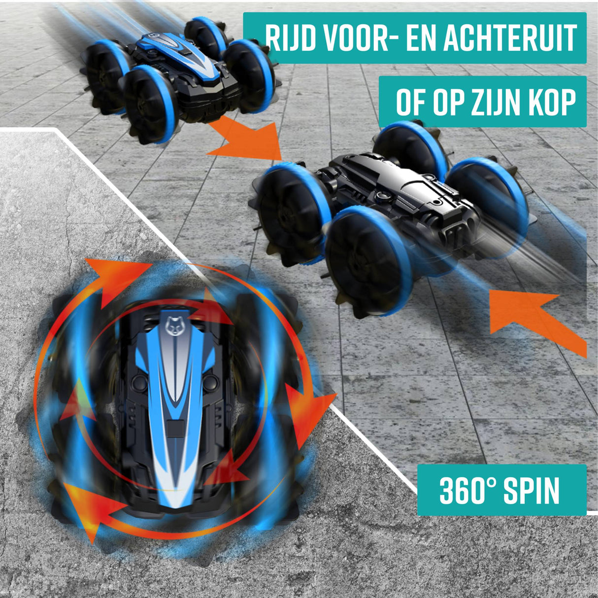 RC-auto met 360 graden spins, rijdt op land en water