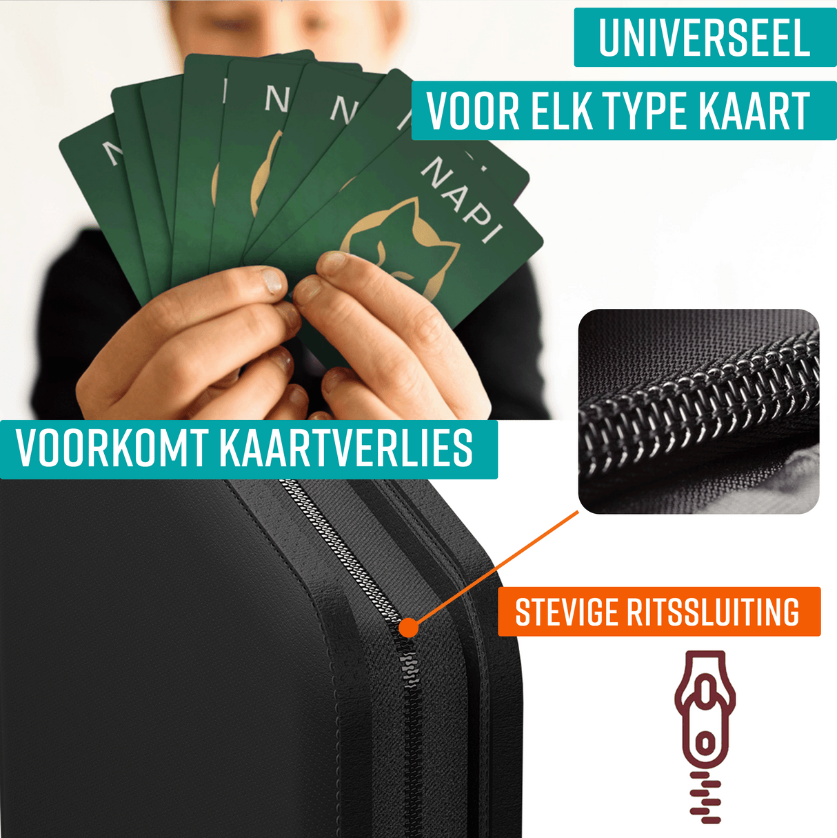 NAPI Toploader Verzamelmap voor 288 Kaarten – 9 Pocket – Zwart