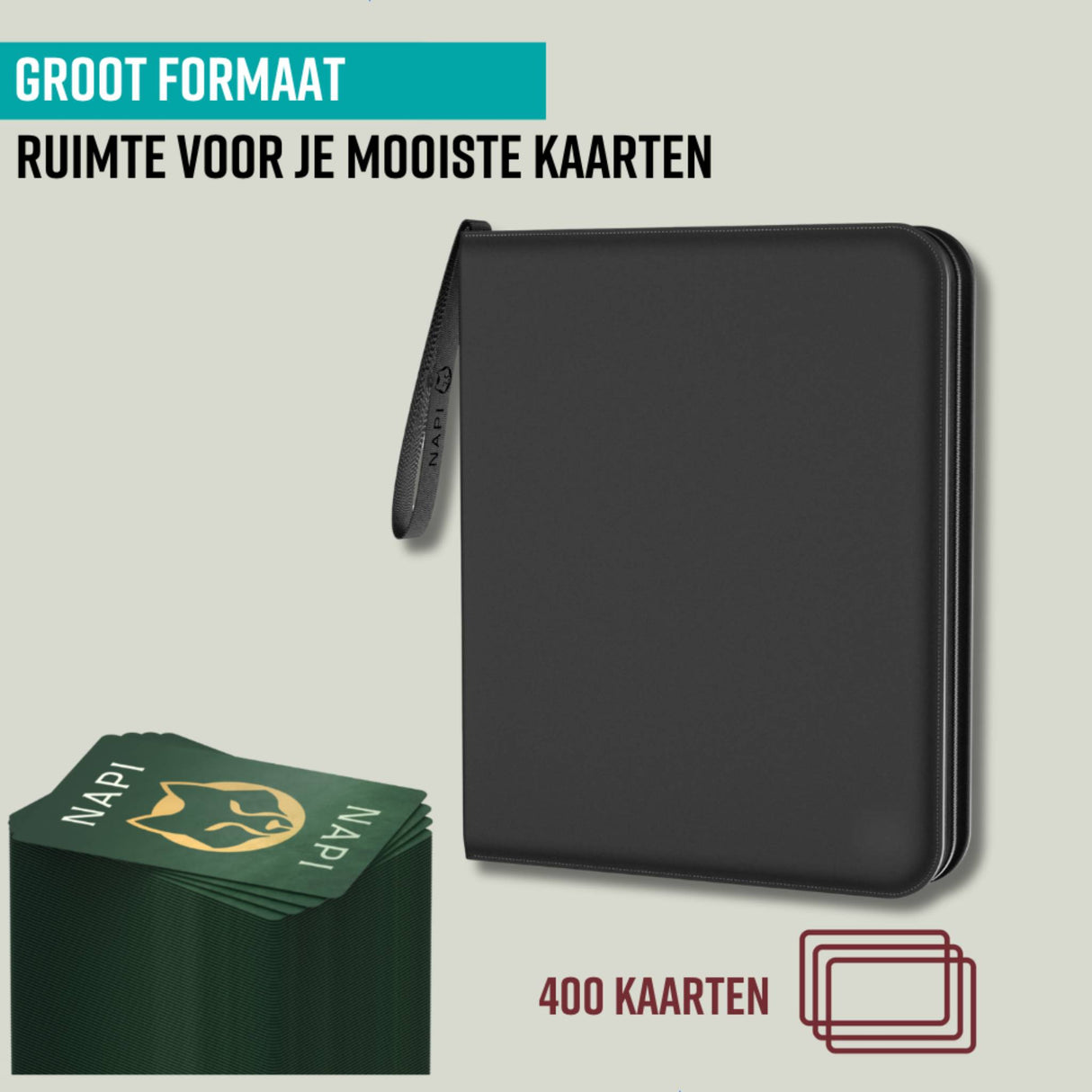 NAPI Verzamelmap voor 400 Kaarten - 4 Pocket - Zwart