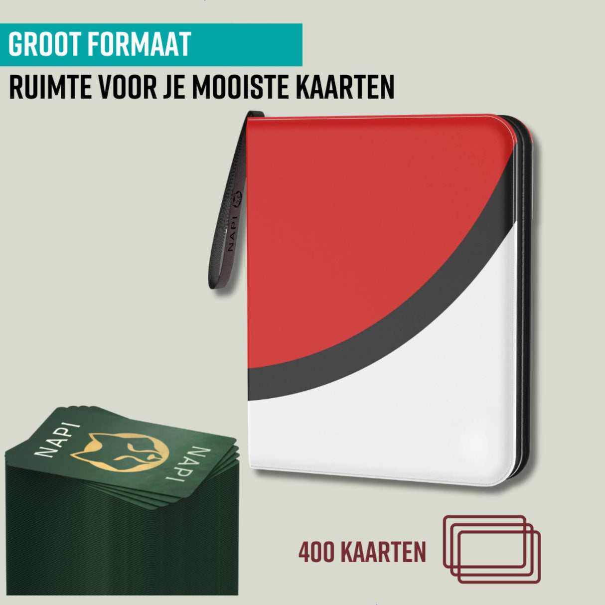 NAPI Verzamelmap voor 400 Kaarten - 4 Pocket - Rood/Wit