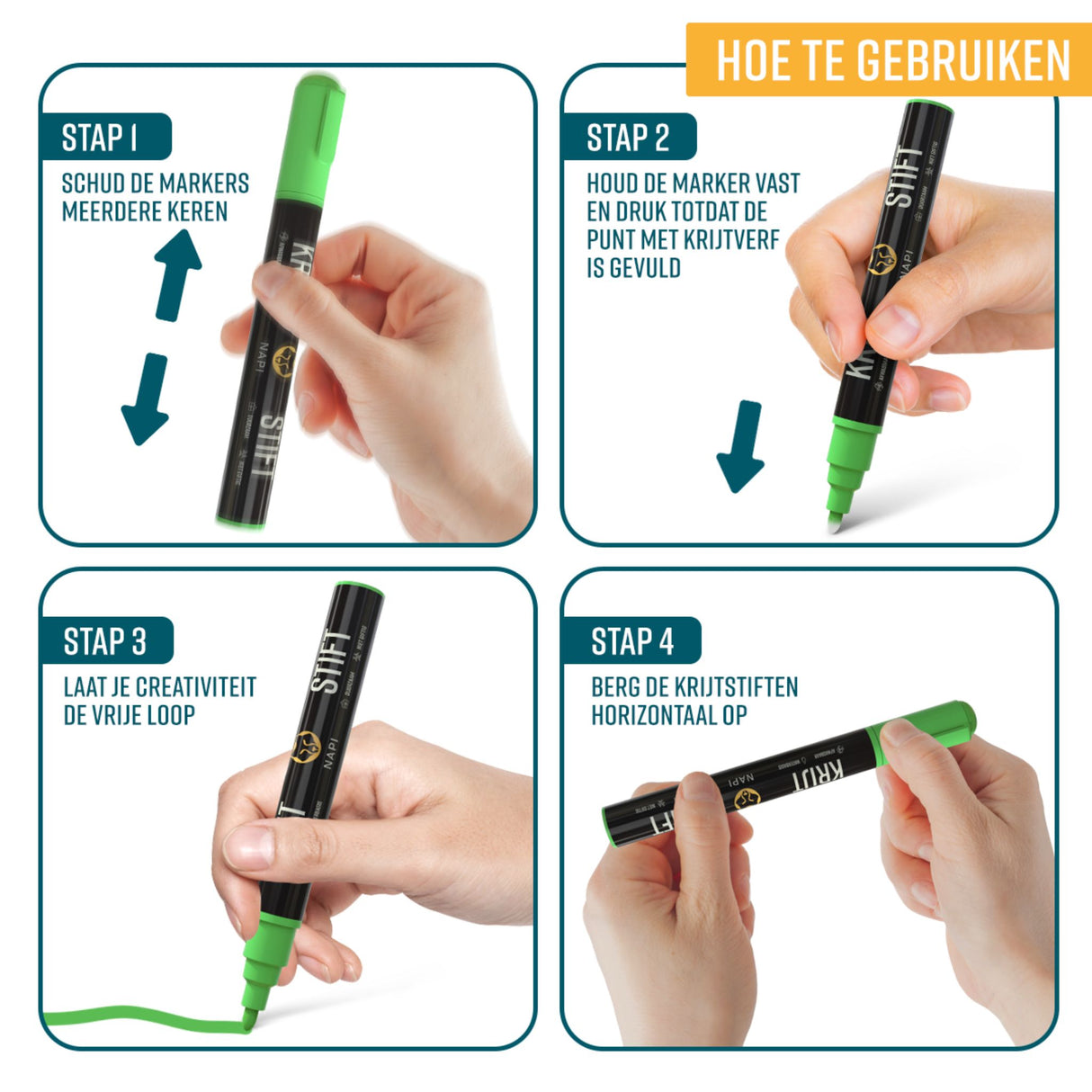 NAPI Krijtstiften – Omkeerbare Punt – Set van 12