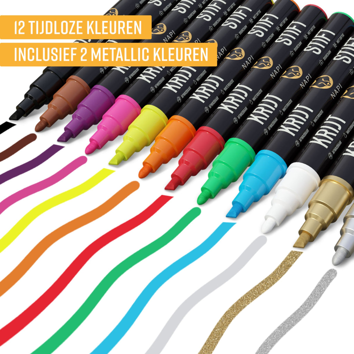 NAPI Krijtstiften – Omkeerbare Punt – Set van 12