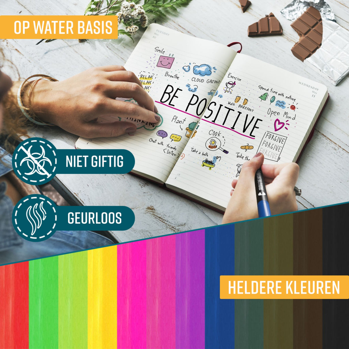 NAPI Brushpennen en Fineliners - Dual Tip - Set van 12