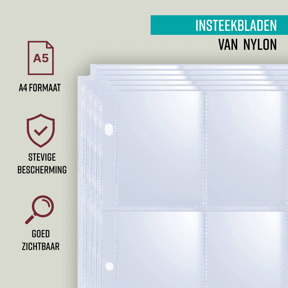 NAPI Verzamelmap voor 400 Kaarten - 4 Pocket - Rood/Wit