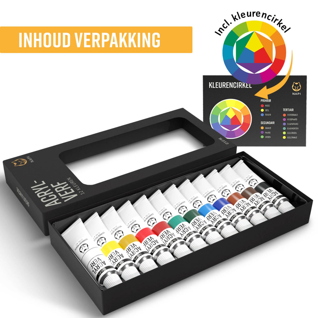 NAPI Acrylverf 12 Kleuren – 12ML