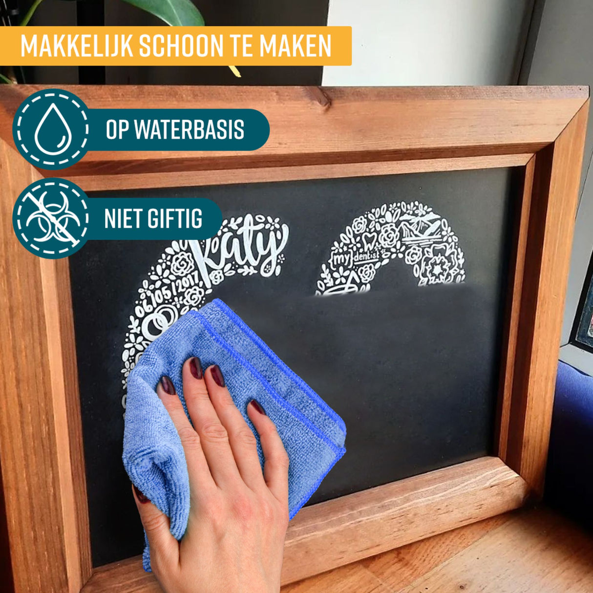 NAPI Krijtstiften – Wit – Set van 6 Stuks + 40 Stickers