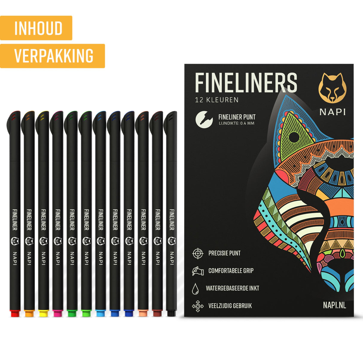 NAPI Fineliners Kleur - 0.4 mm - Set van 12