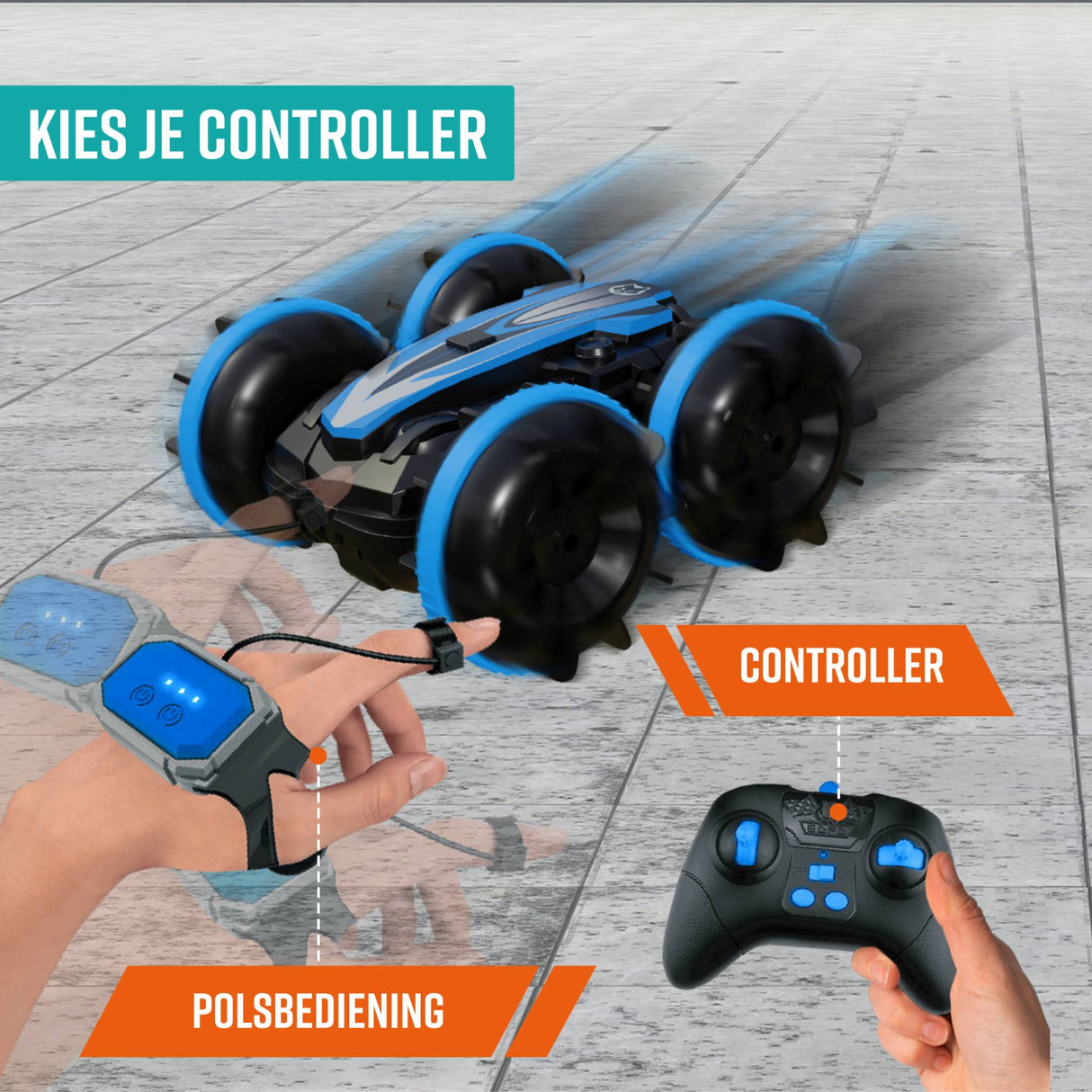 RC-auto met keuze tussen handgebaarbesturing en afstandsbediening