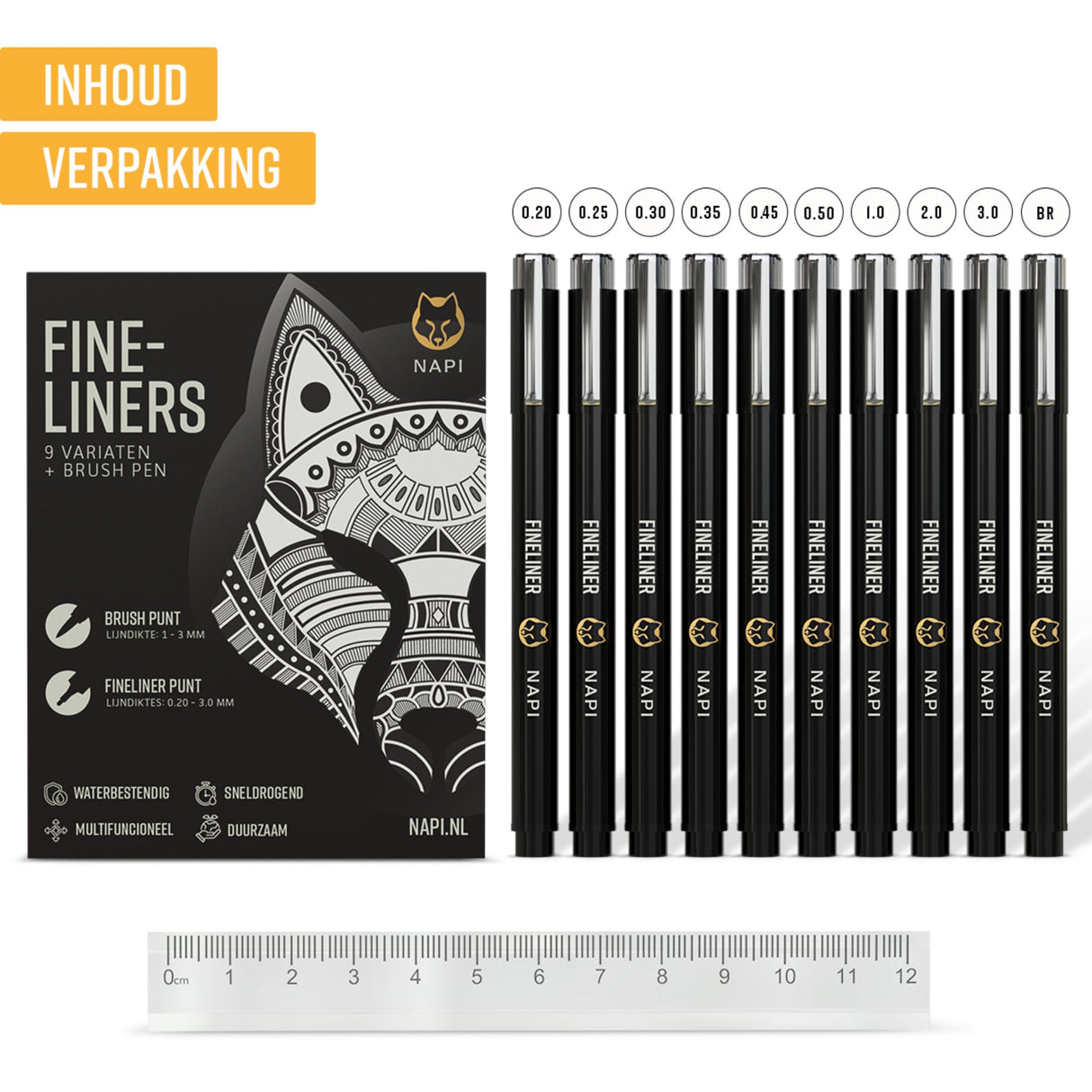 NAPI Fineliners - Zwart - Set van 10
