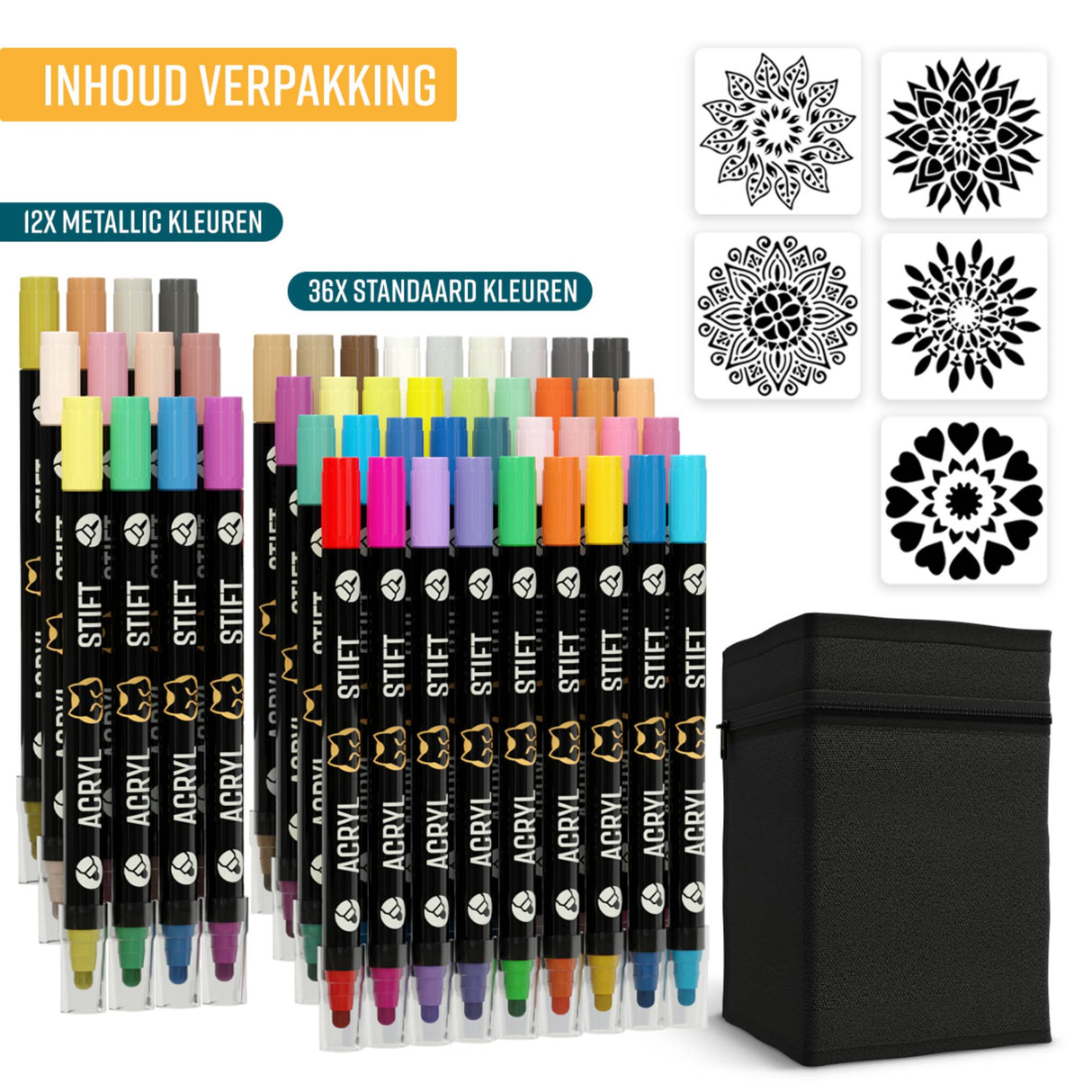 NAPI Acrylstiften - Dual Tip - Set van 48