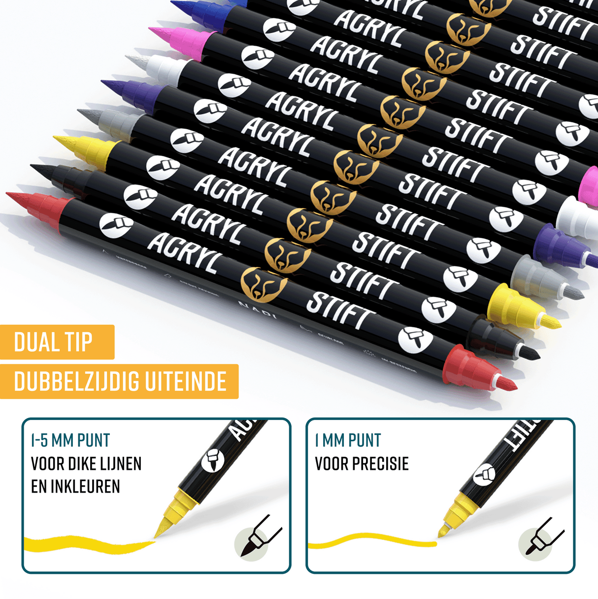 NAPI Acrylstiften - Dual Tip - Set van 36