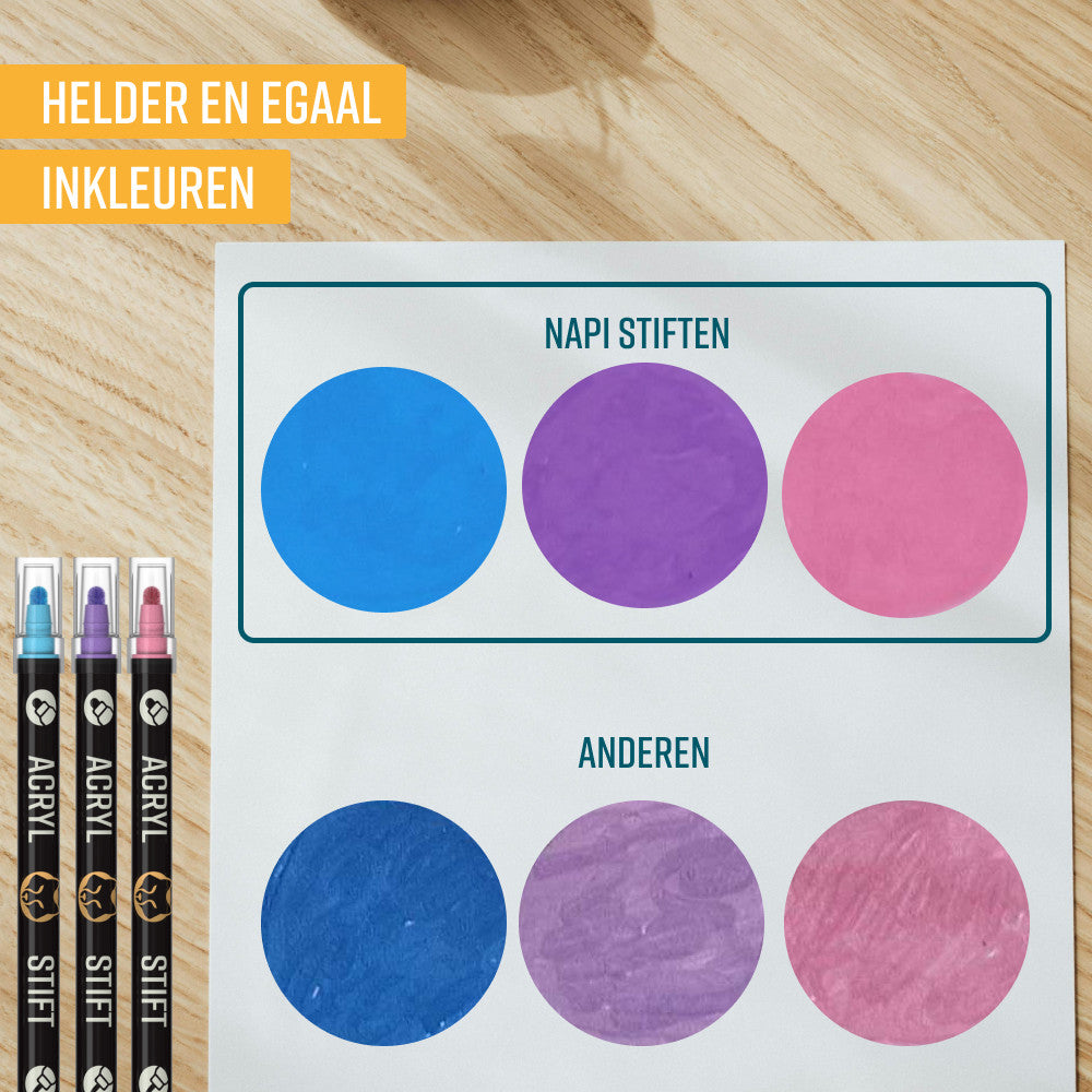 NAPI Acrylstiften - Dual Tip - Set van 24