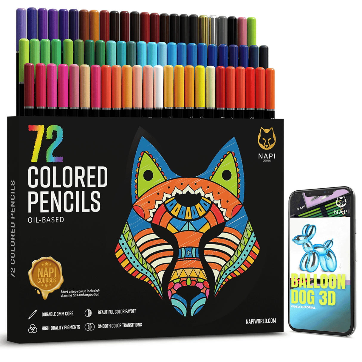 NAPI 72 Professionele Kleurpotloden op oliebasis - Complete set voor blending en kleurovergangen