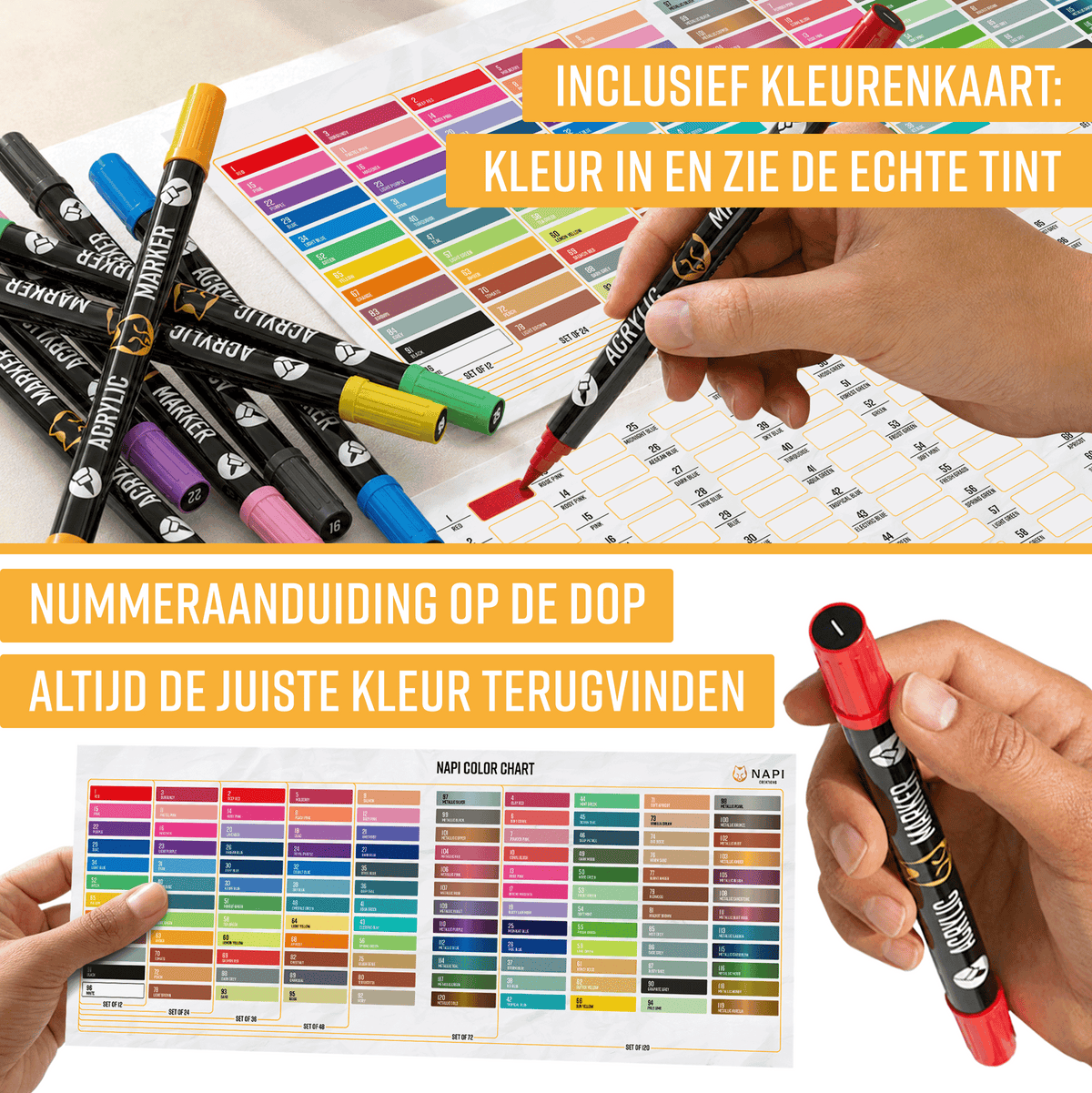 Napi Acrylstiften 72st - Brush & Fine Tip