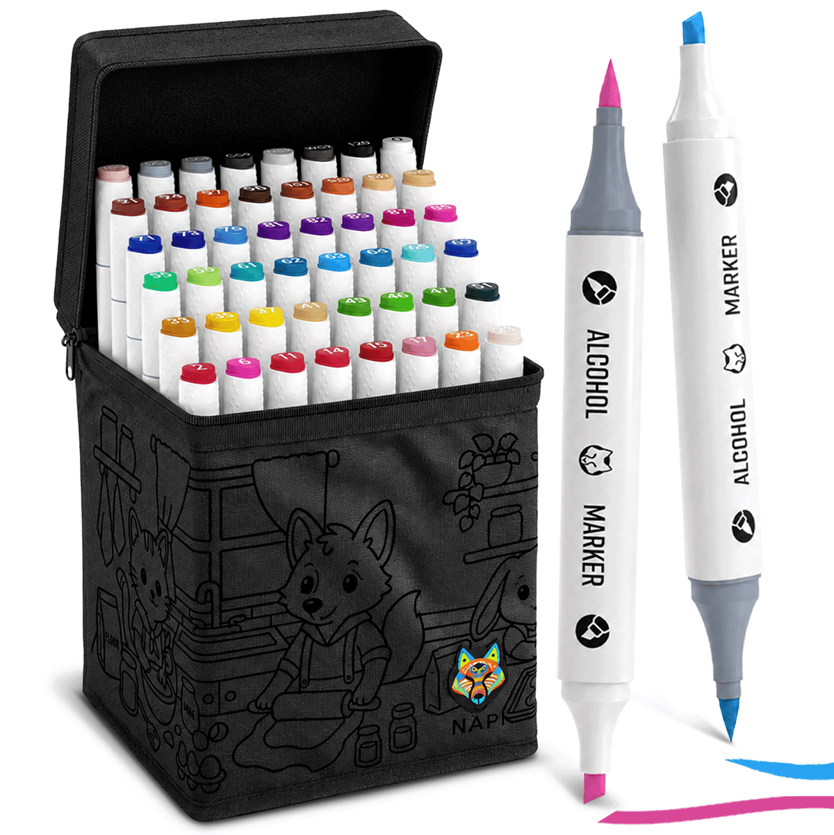 Napi Alcohol Markers 48st - Brush & Chisel Tip