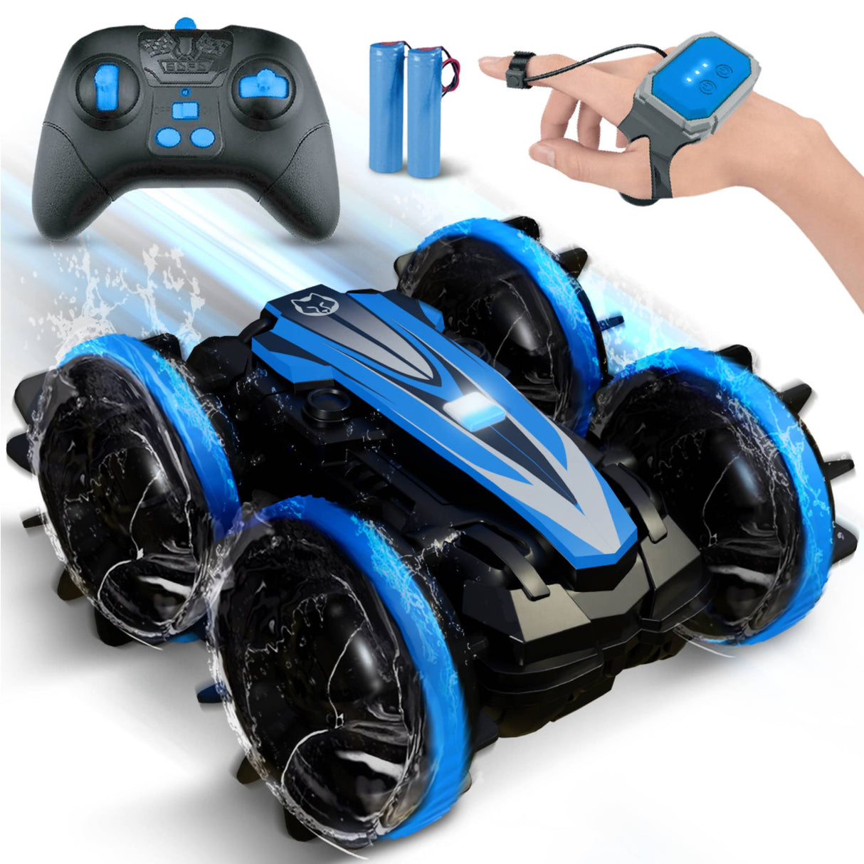 NAPI bestuurbare RC auto Aqua-Land Racer, blauw, all-terrain en waterbestendig