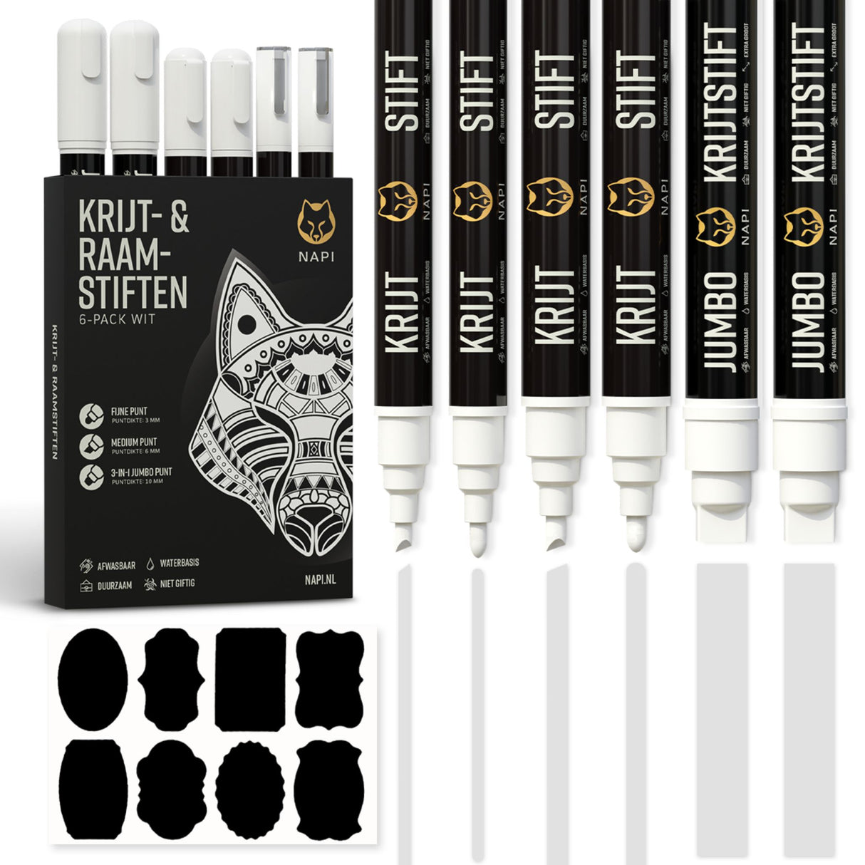 NAPI Krijtstiften Set 6 Stuks Wit