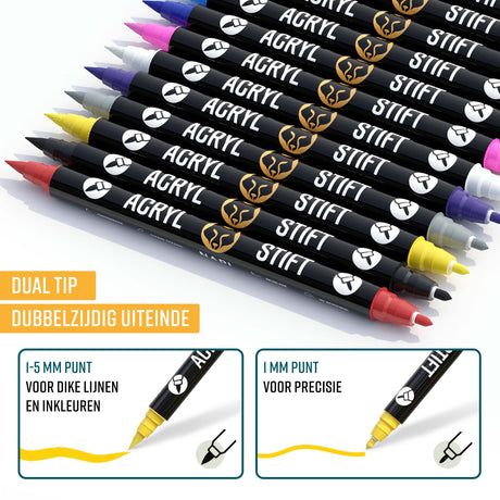 NAPI Happy Stones – Set van 12 Witte Stenen & 24 Acrylstiften