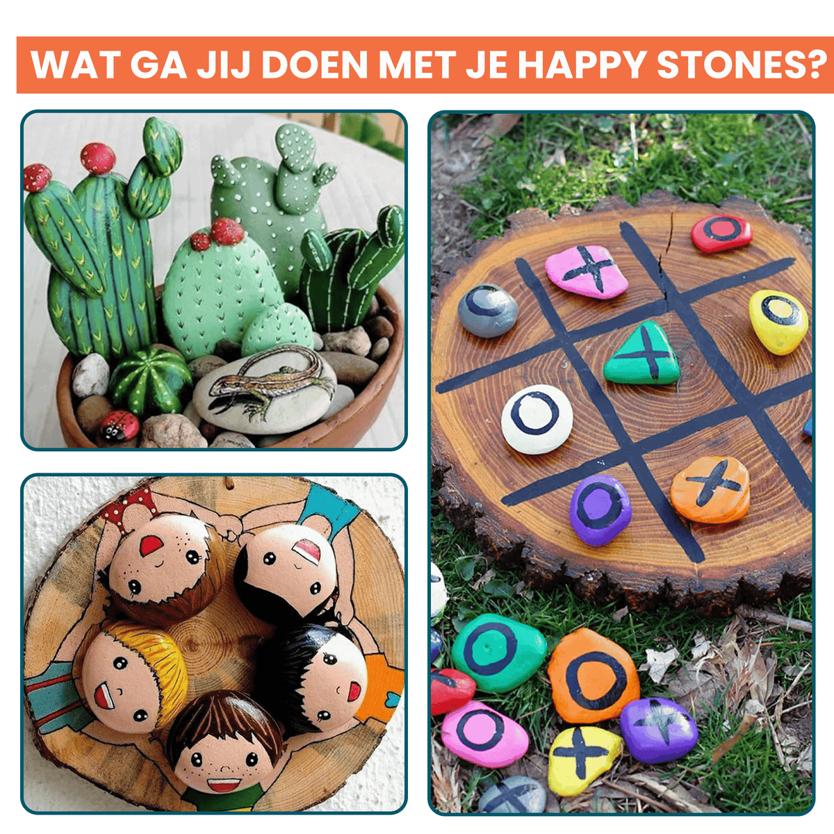 Napi Happy Stones 12st - Plat - Wit