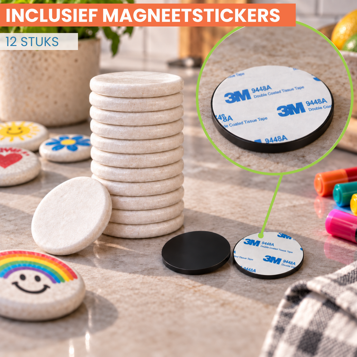 Napi Happy Stones 12st - Rond - met Magneetstickers
