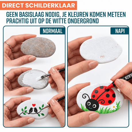 Napi Happy Stones 12st - Plat - Wit