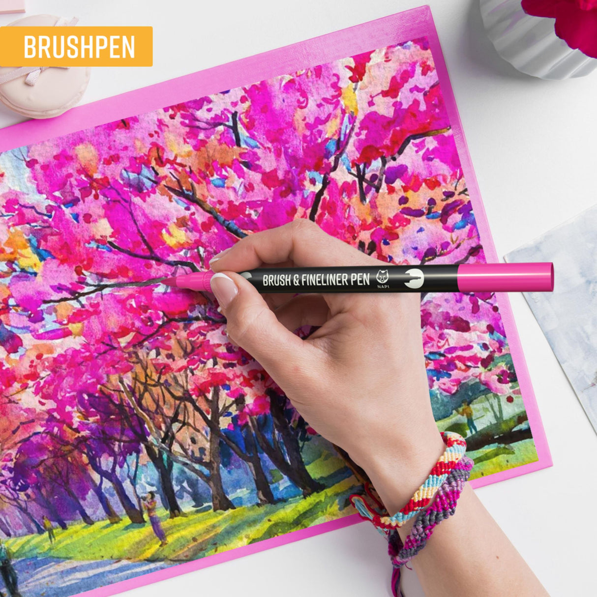 NAPI 12 Brushpennen en Fineliners Dual Tip