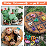 Ideeën voor beschilderde Happy Stones: cactussen, gezichtjes op een boomschijf en boter-kaas-en-eieren