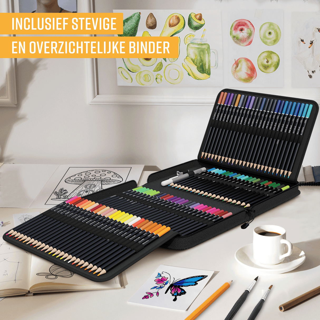 NAPI 120 Kleurpotloden - Oliebasis Tekenset met Luxe Accessoires