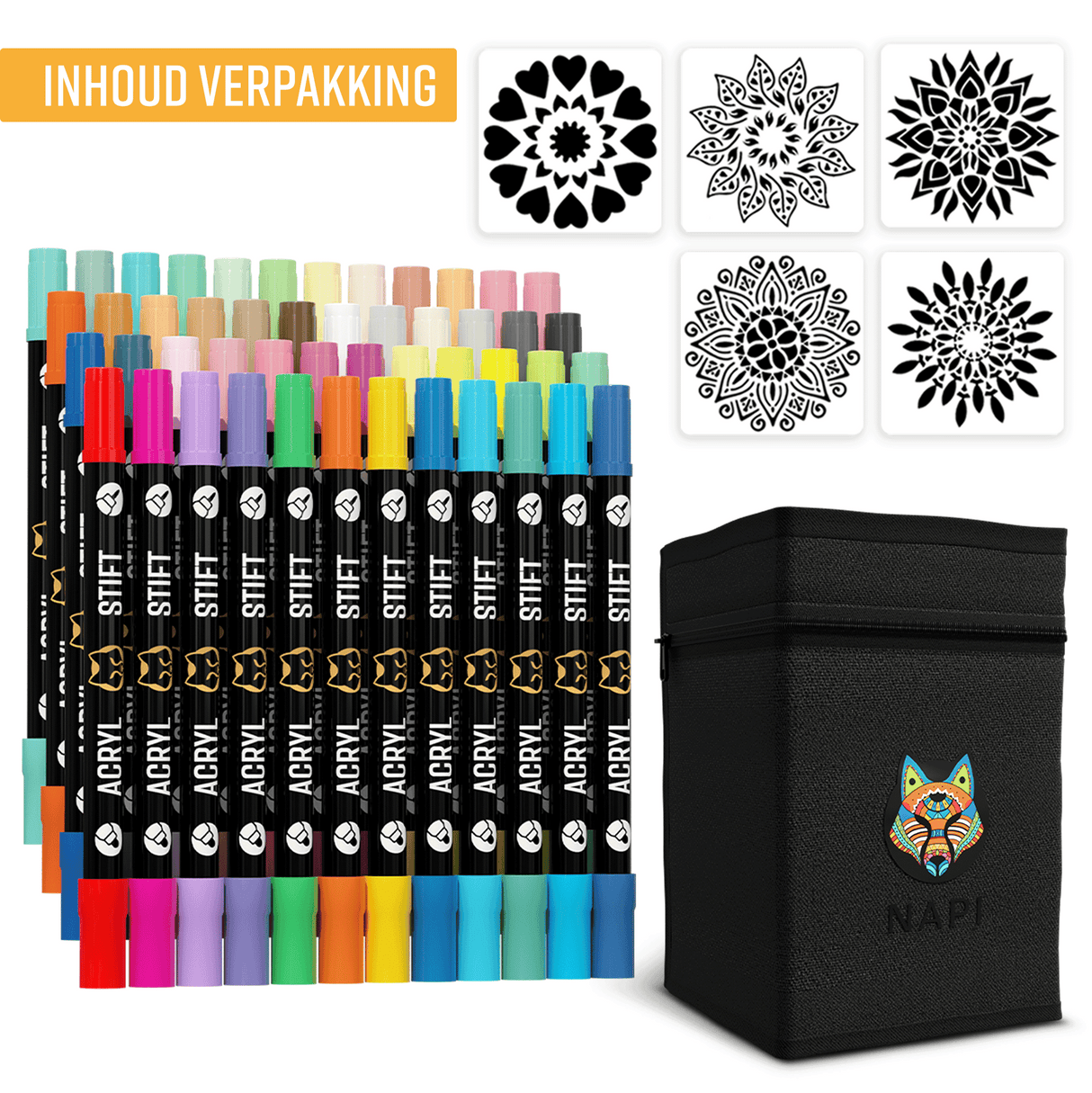 NAPI Acrylstiften - Dual Tip - Set van 48