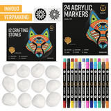 NAPI Happy Stones – Set van 12 Witte Stenen & 24 Acrylstiften