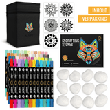 NAPI Happy Stones – Set van 12 Witte Stenen & 48 Acrylstiften