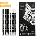 NAPI 6 Acrylstiften Dual Tip - Zwart & Wit