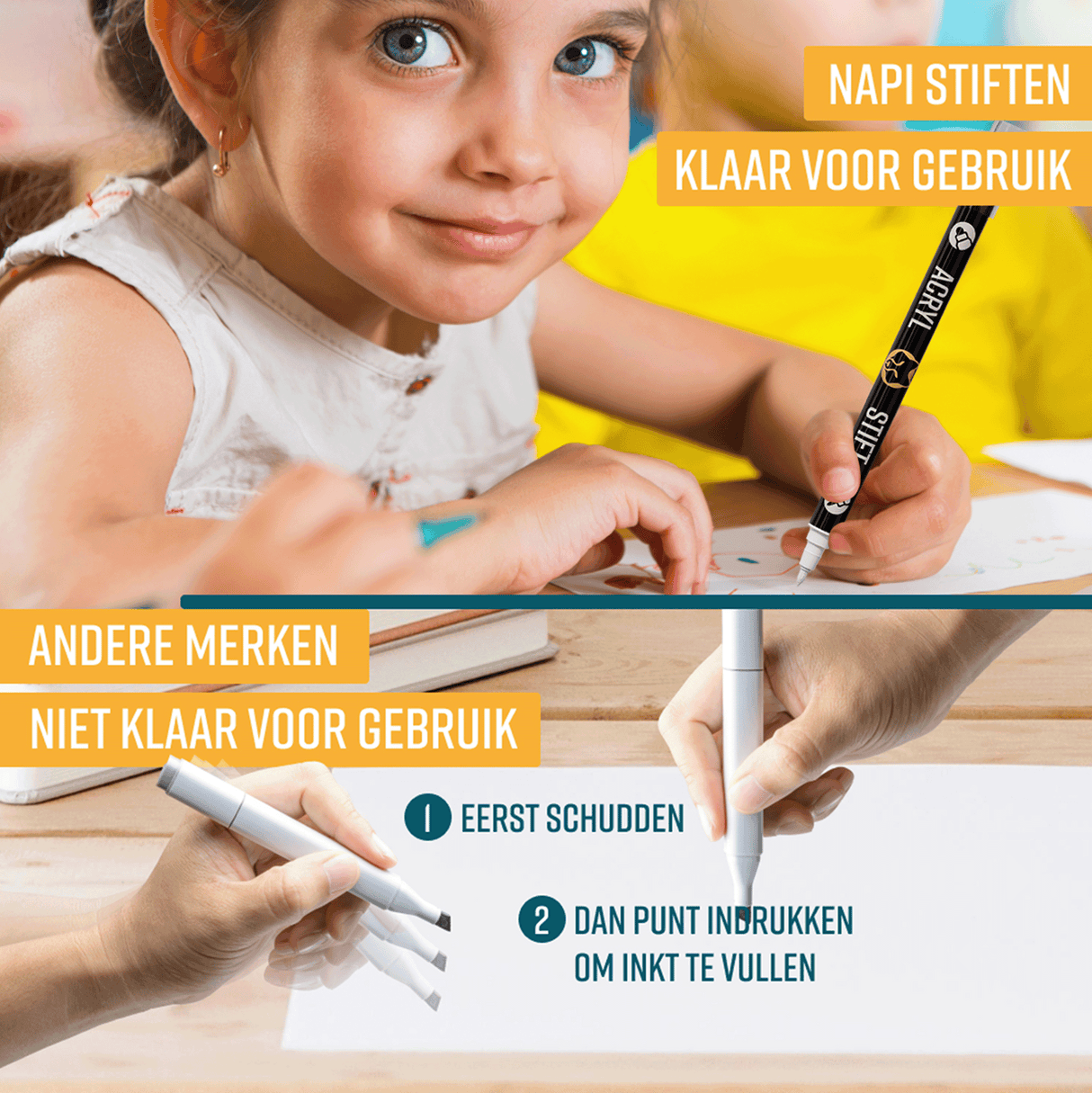 NAPI Acrylstiften - Dual Tip - Set van 72