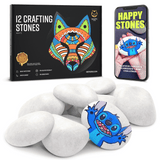 NAPI Happy Stones – Set van 12 Witte Schilderstenen – Inclusief Cursus