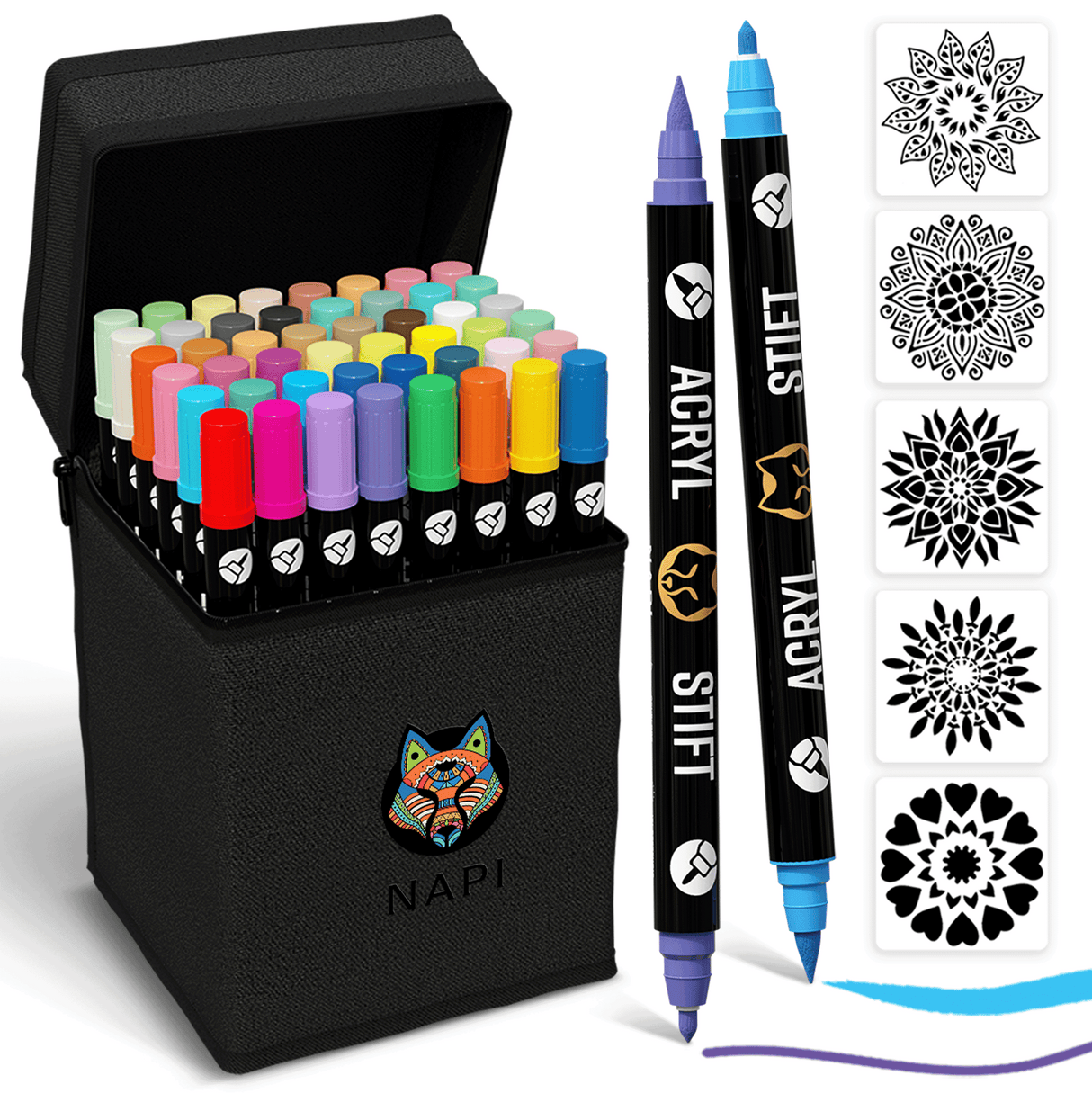 NAPI Acrylstiften - Dual Tip - Set van 48