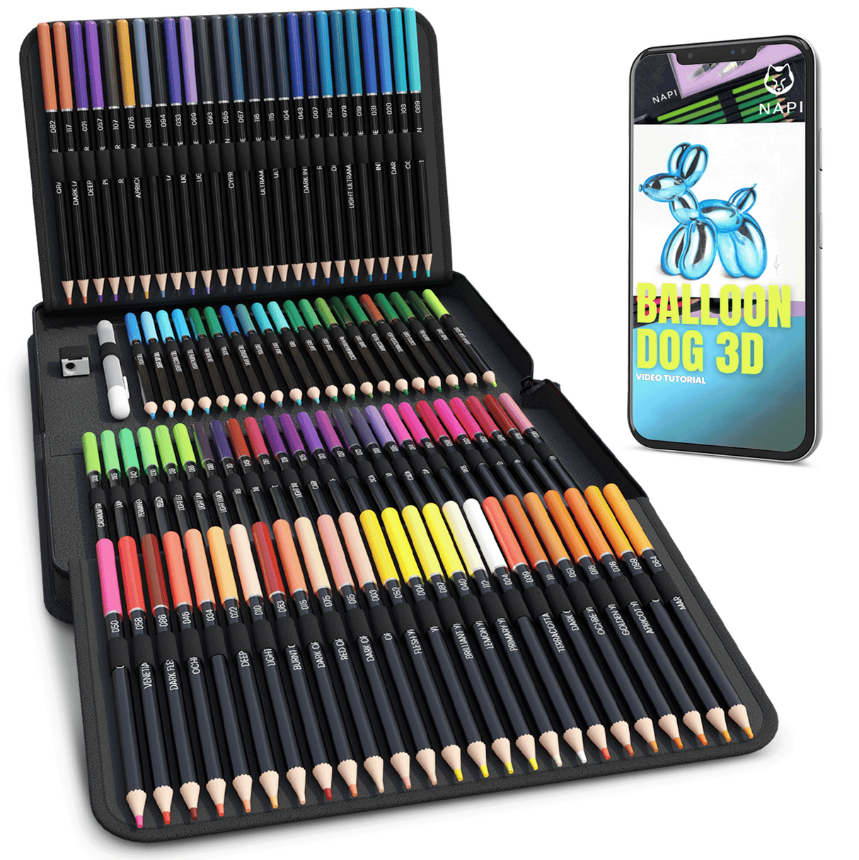 NAPI 120 Kleurpotloden - Oliebasis Tekenset met Luxe Accessoires