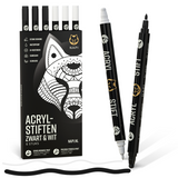 NAPI 6 Acrylstiften Dual Tip - Zwart & Wit