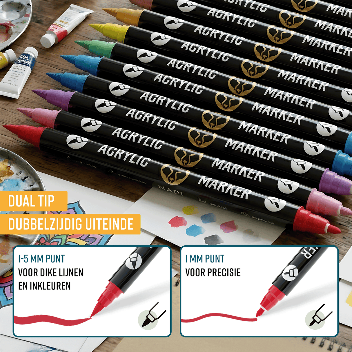 NAPI 120 Acrylstiften - Brush & Fine Tip