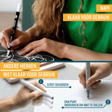 NAPI 6 Acrylstiften - Zwart & Wit - Brush & Fine Tip