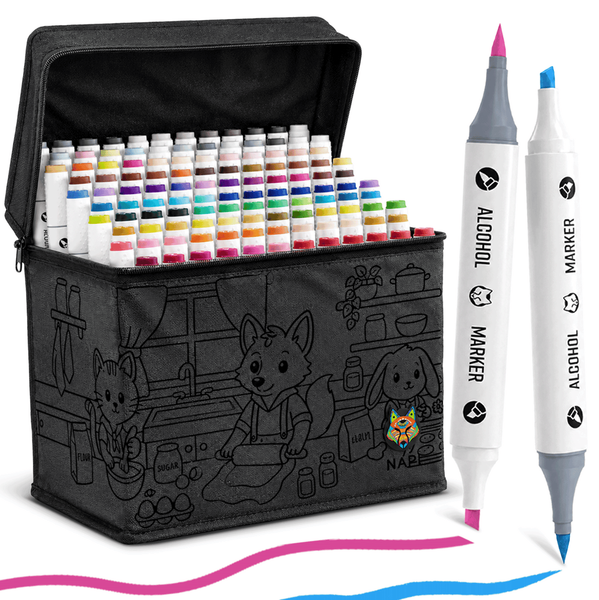 Napi Alcohol Markers 120st - Brush & Chisel Tip