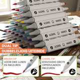 Napi Alcohol Markers 120st - Brush & Chisel Tip