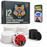 Napi Happy Stones 12 stuks ronde witte schilderstenen met magneetstickers
