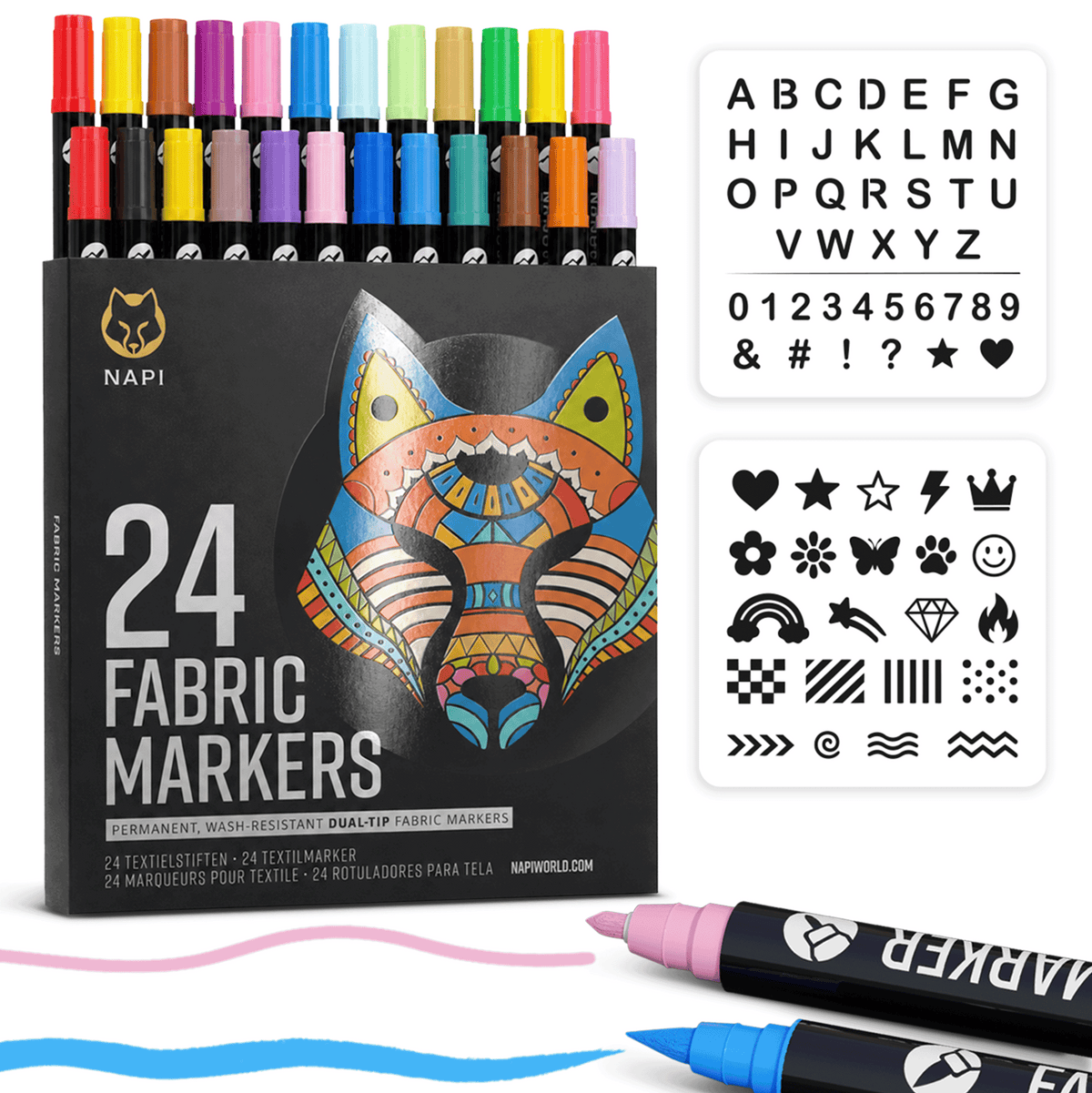 Napi Textielstiften 24st - Dual Tip
