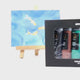 Demonstratie van NAPI acrylverfset met 12 flessen van 75ML – levendige kleuren, romige textuur en sneldrogende verf in gebruik op canvas en hout.